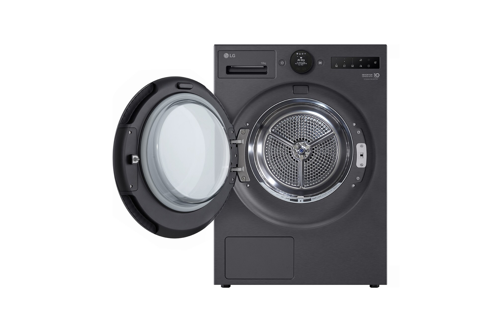 10kg Dual Inverter Heat Pump 干衣机，搭载 AI Dry 与 Allergy Care — 黑色 — view 2